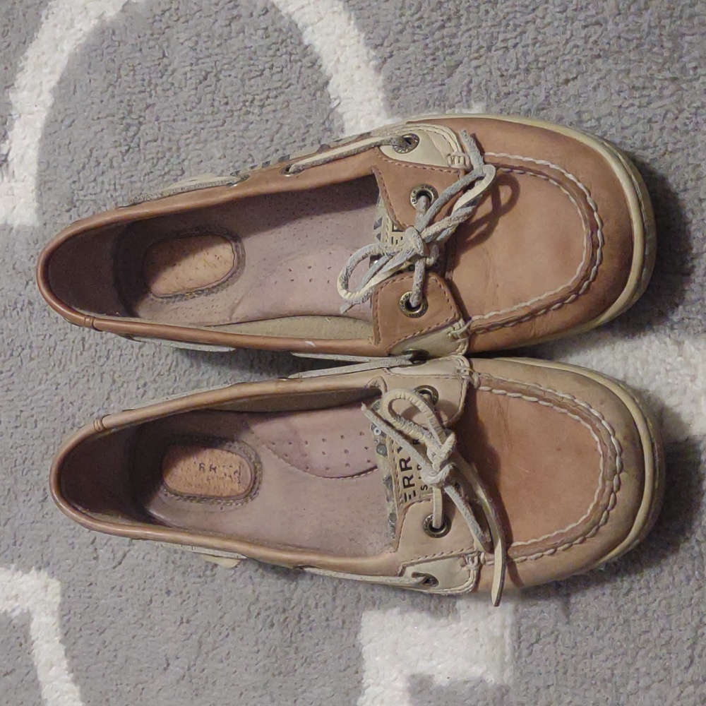 Sequin Cheetah Side Print Sperry Top Sider Size 7 - image 6